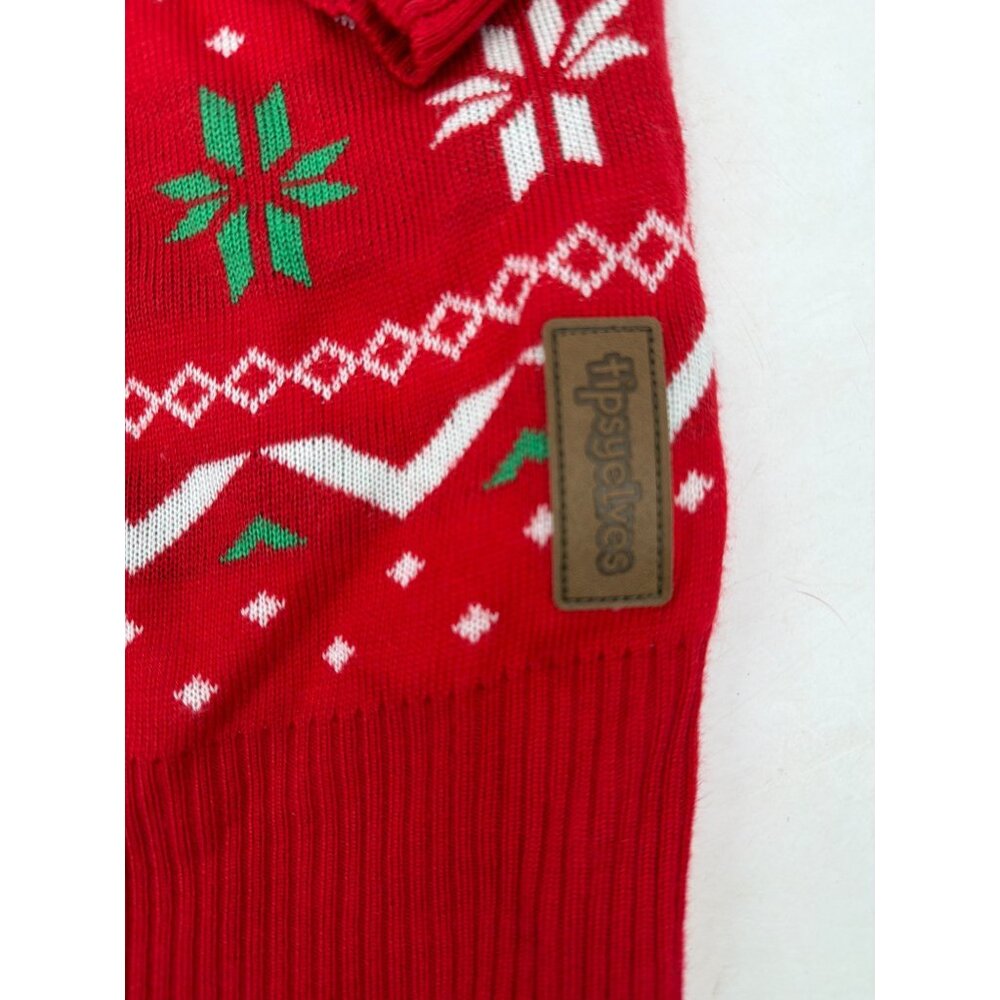 Tipsy Elves Mens XXL Red Reindeer Half Zip Sweater Ugly Christmas Knit - Picture 3 of 7
